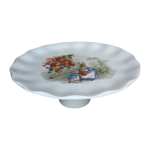 Beatrix Potter Peter & Momma Rabbit Easter 10.5" Dessert Cake Stand Pedestal - Picture 4 of 7